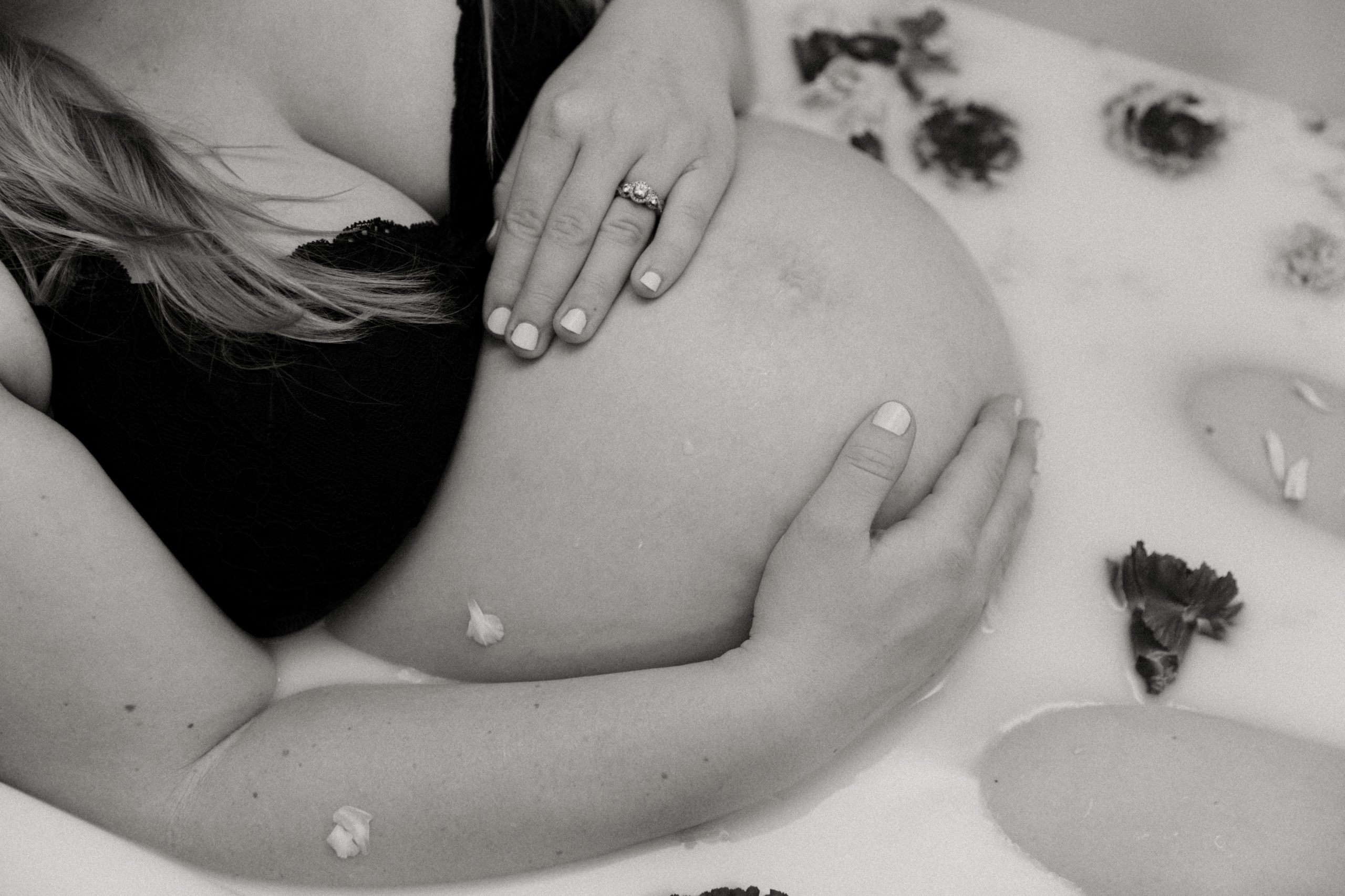 milk bath maternity photography